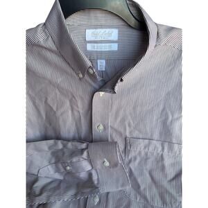 Gold Label Roundtree & Yorke Fitted Dress Shirt Large) Red White Stripe Non-Iron